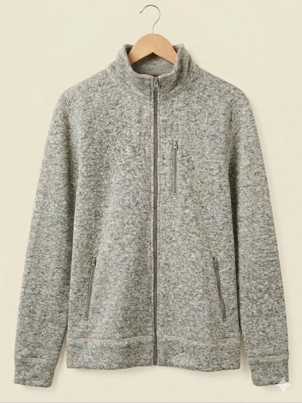 Lucky Brand Men's Light Heather Gray Full-Zip Sweater Jacket